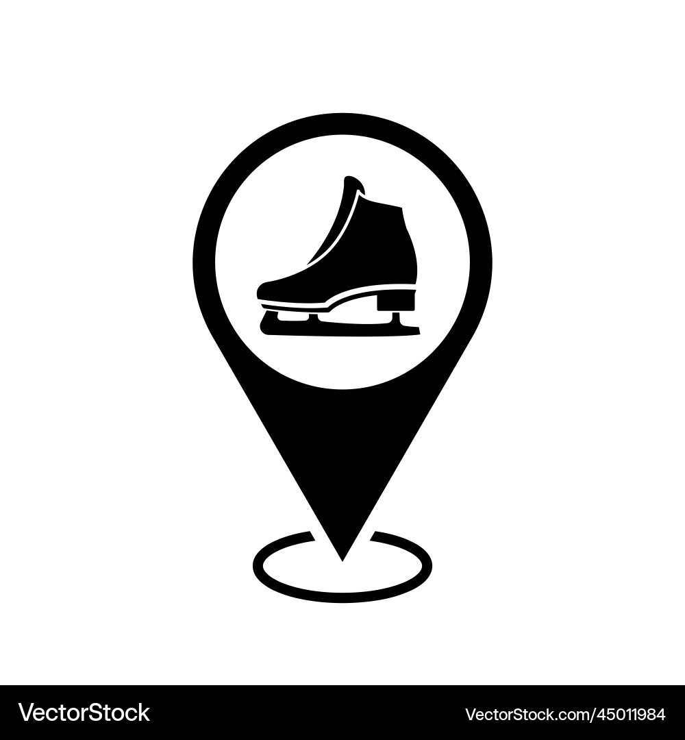 Ice skating rink map pointer skate icon Ice skating rink map pointer skate icon Vector Image