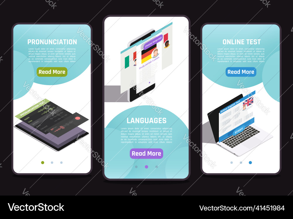 Language learning mobile set Royalty Free Vector Image