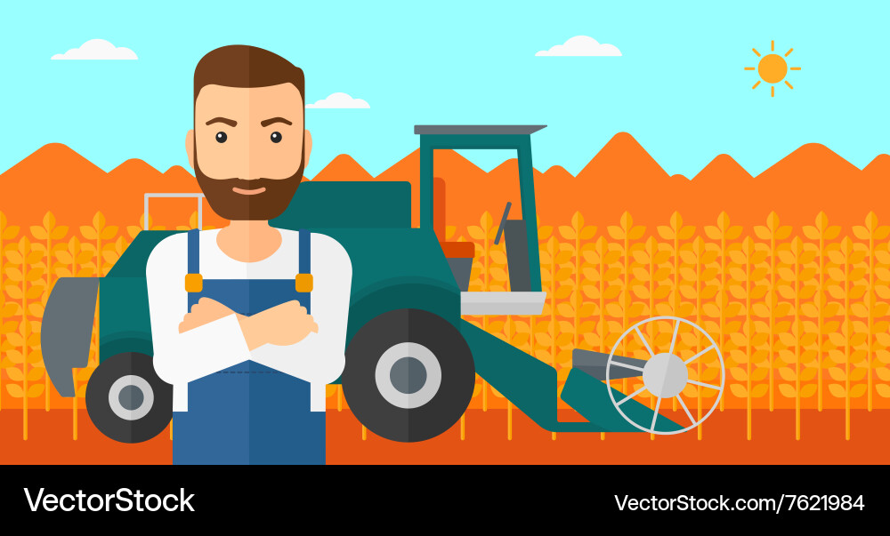 Man standing with combine on background vector image