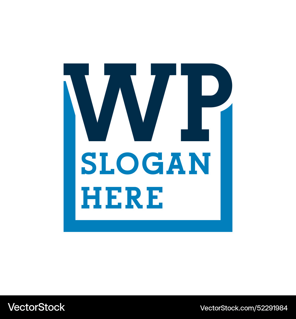 Minimal initials logo letters w and p wp initial Vector Image