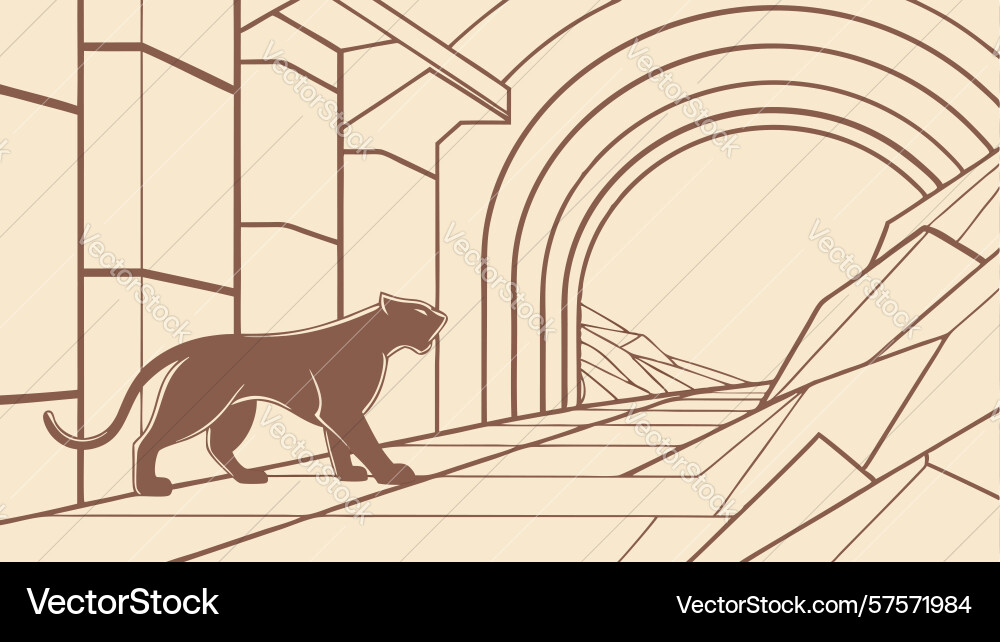 Panther by ancient archway design generative ai Vector Image