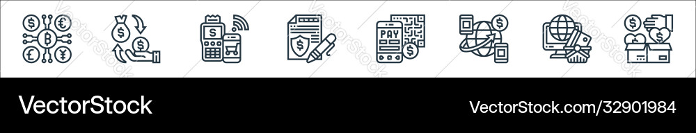 Payment element line icons linear set quality Vector Image