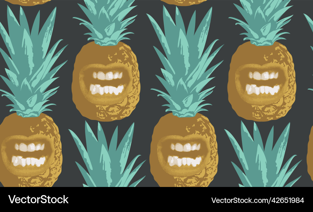 Seamless pattern of big smiling pineapples Seamless pattern of big smiling pineapples vector image