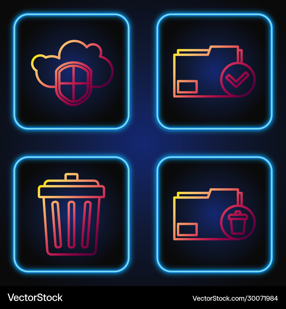 Set line delete folder trash can cloud Vector Image