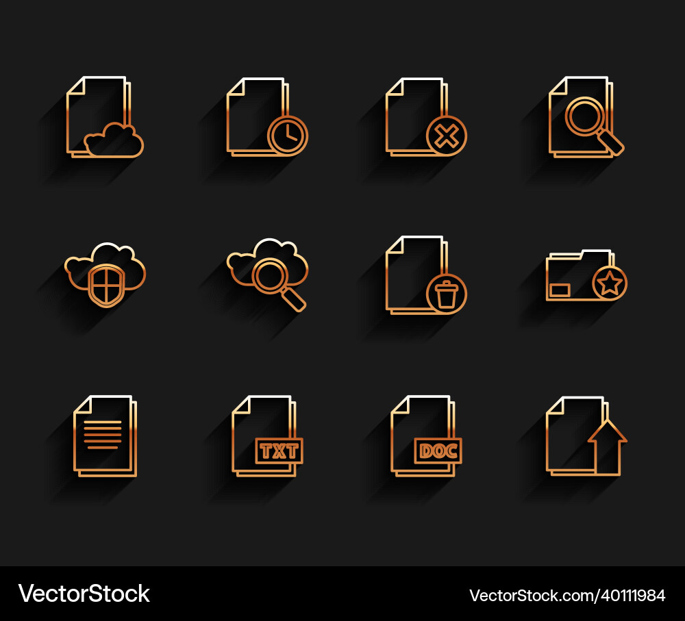 Set line document txt file cloud Set line document txt file cloud vector image