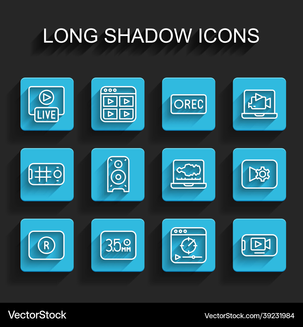 Set line record button audio jack live stream Vector Image