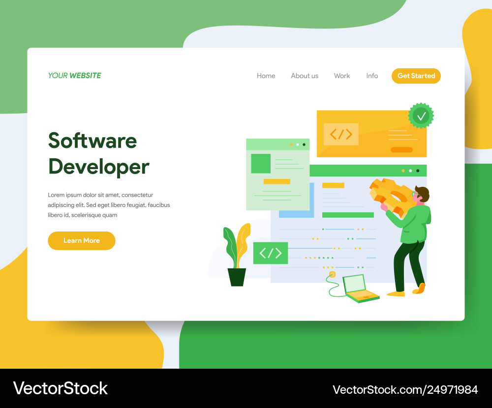 Software Development Landing Page vector image
