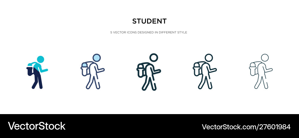 Student icon in different style two colored Student icon in different style two colored vector image
