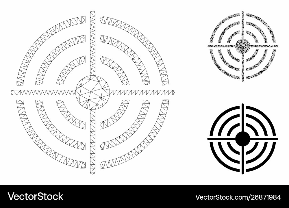 Target mesh 2d model and triangle mosaic Target mesh 2d model and triangle mosaic vector image