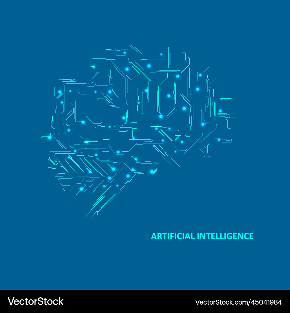 Technological brain and machine learning concept Technological brain and machine learning concept vector image