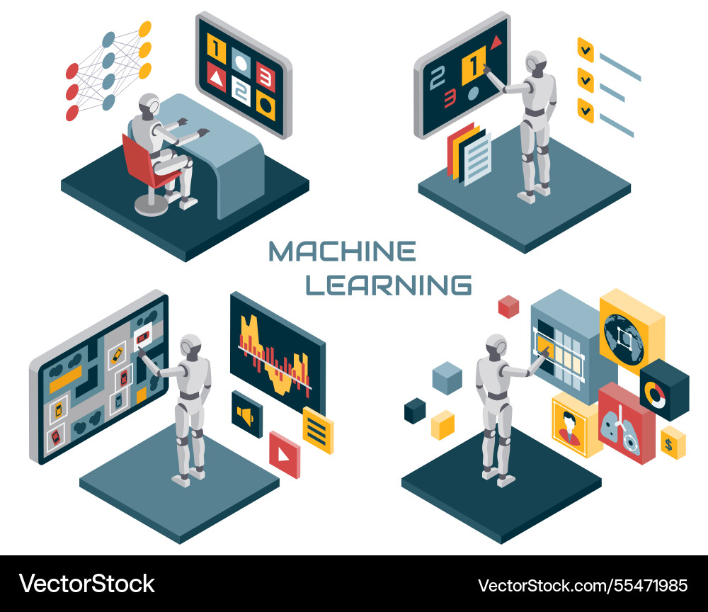 Artificial intelligence machine learning concept Artificial intelligence machine learning concept vector image
