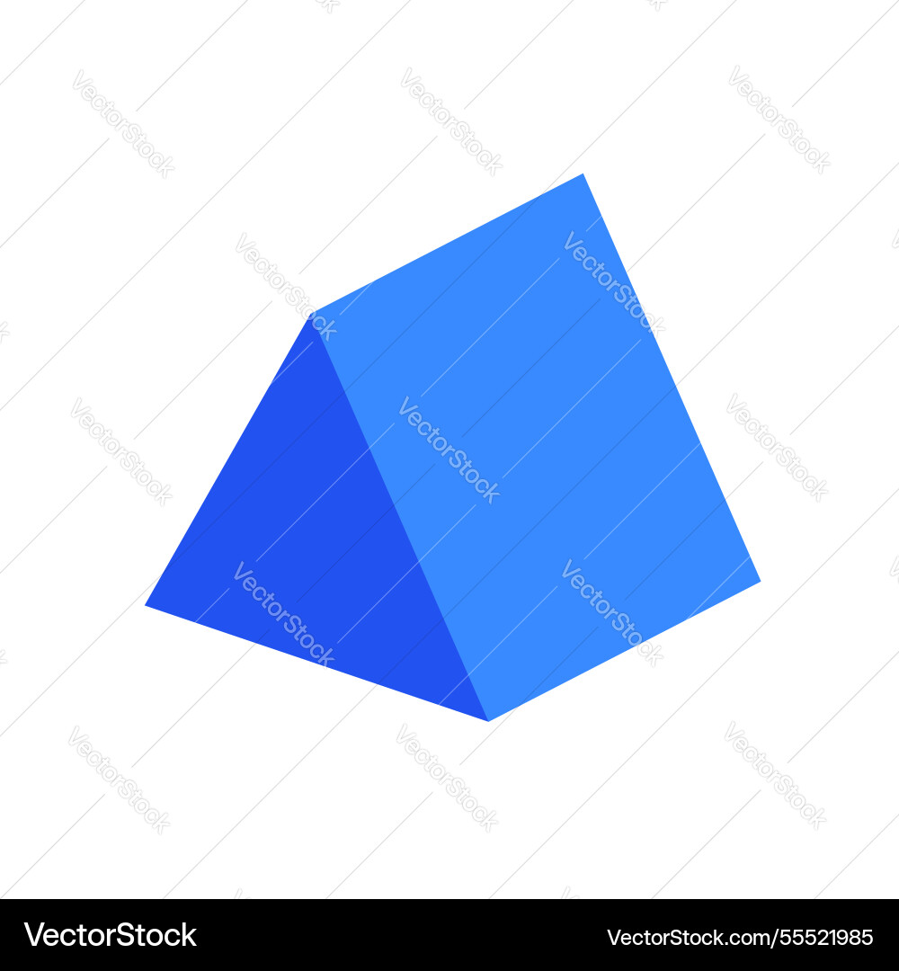 Blue triangular prism basic simple 3d shape vector image