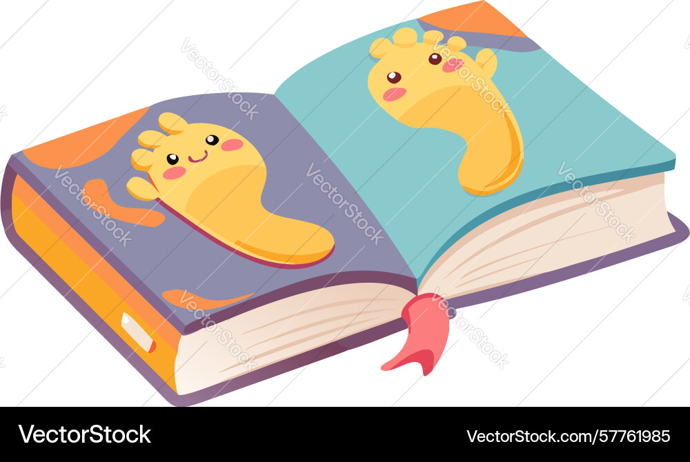Childish handprints on open storybook design Vector Image