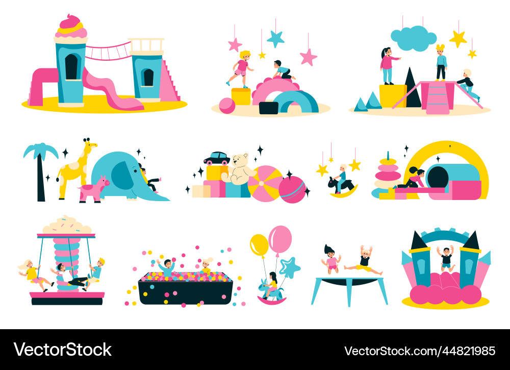 Children playroom compositions collection Children playroom compositions collection Vector Image