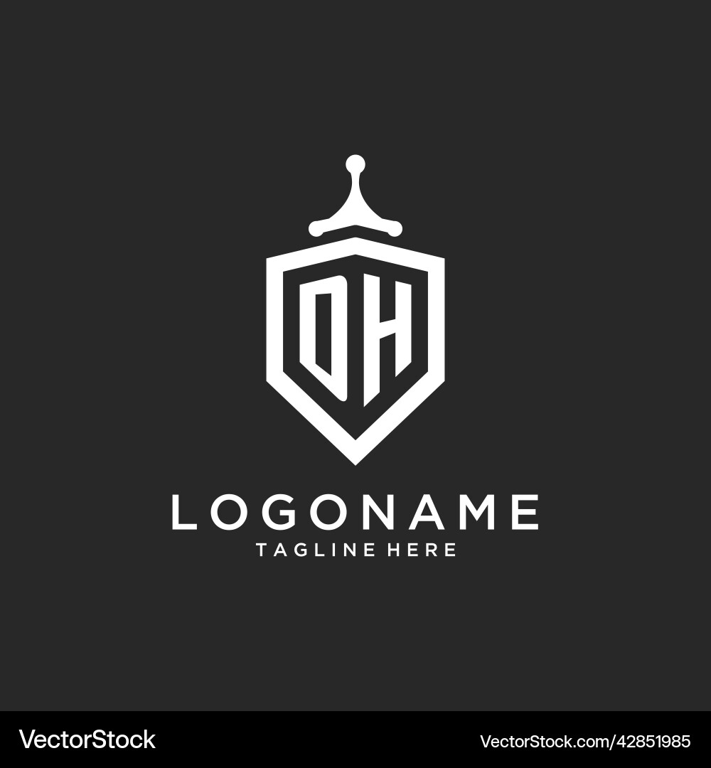 Dh monogram logo initial with shield guard shape Vector Image