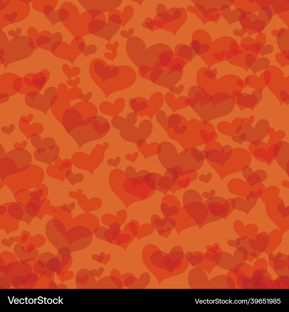 Pattern on a red background hearts in different Vector Image