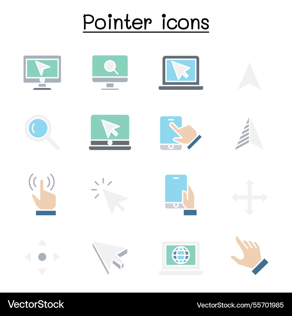 Pointer und Cursor-Symbol in flacher Farbe Stil Pointer und Cursor-Symbol in flacher Farbe Stil vektorbild