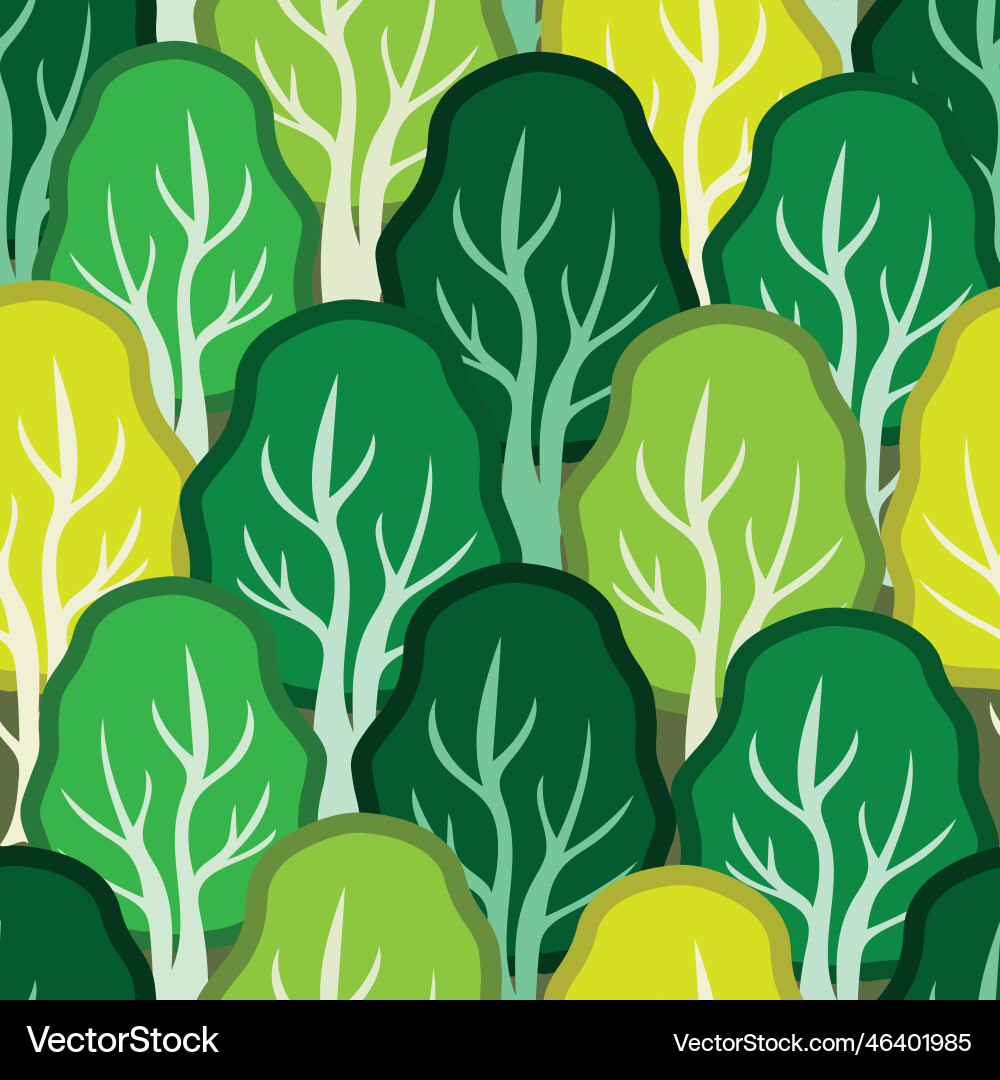 Seamless pattern of various green trees vector image