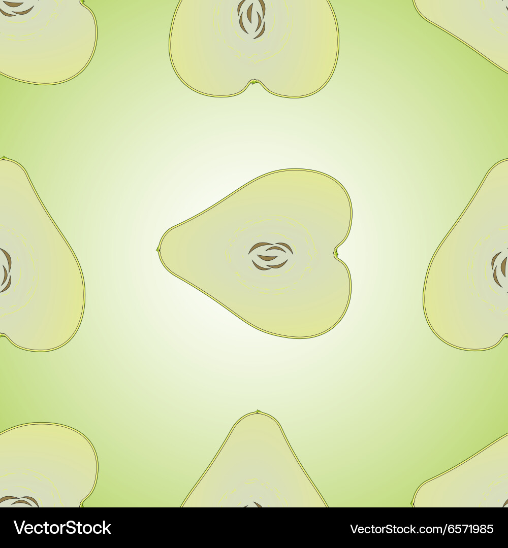 Seamless pattern with sliced green pear vector image