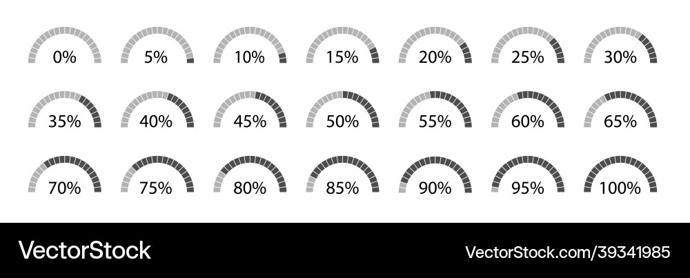 Semicircle Percentage Charts - Data Visualizations Semicircle Percentage Charts - Data Visualizations vector image