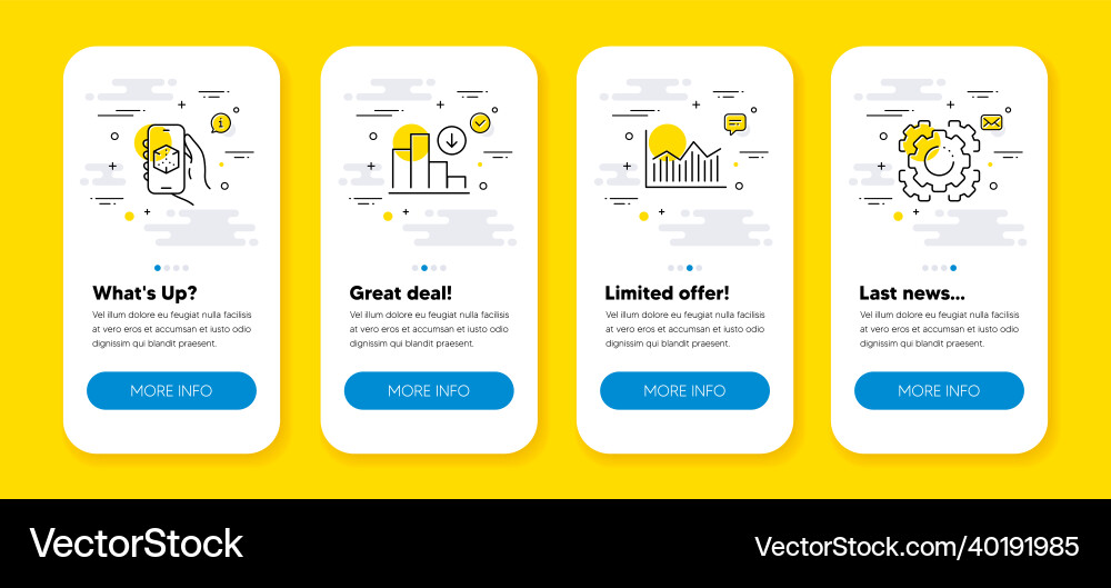 Set of 3d app decreasing graph and money Set of 3d app decreasing graph and money vector image