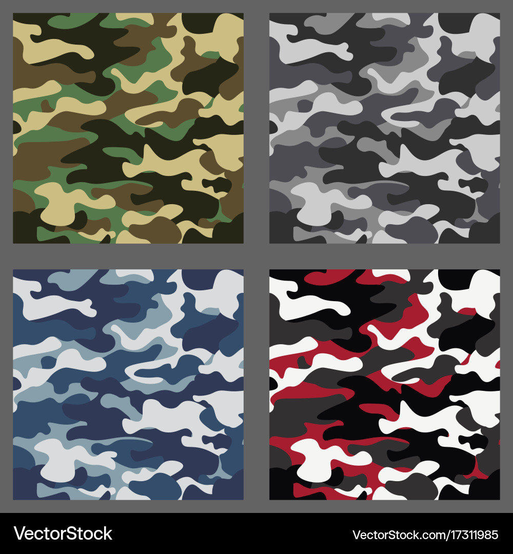 Set of camouflage seamless patterns background vector image