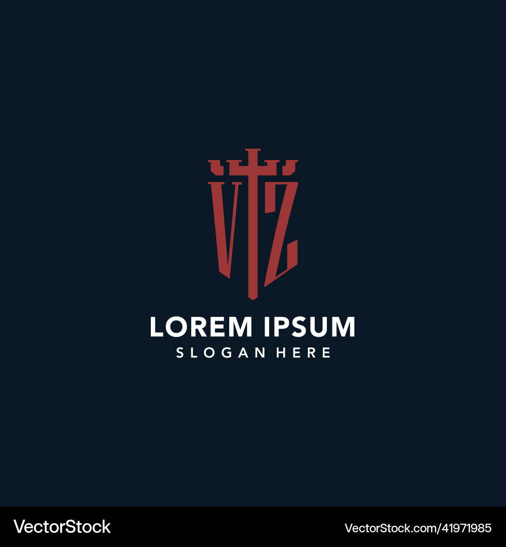 Vz initial monogram logos with sword and shield Vector Image