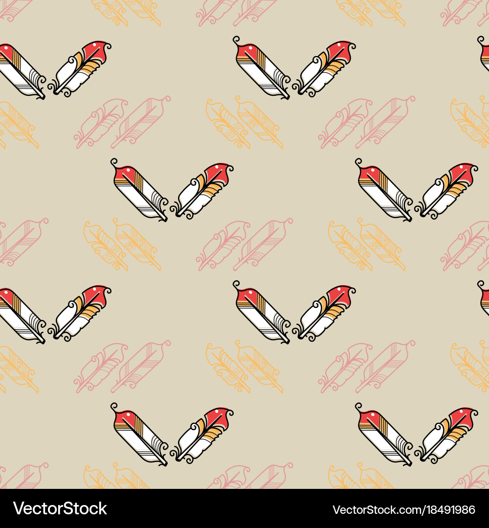 Abstract seamless pattern with feathers on grey Vector Image