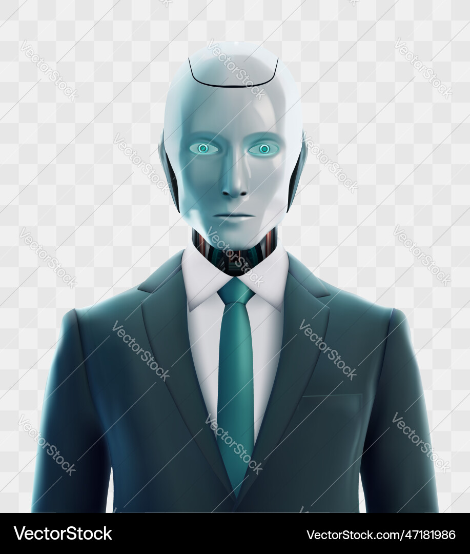 Artificial intelligence robot in suit with a tie Vector Image