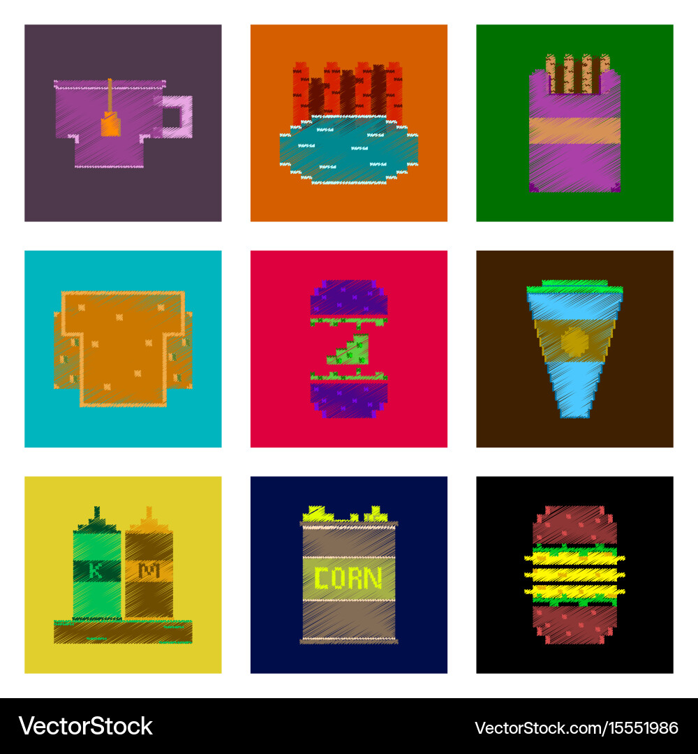 Assembly of flat shading style pixel icon fast Vector Image