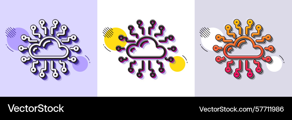 Cloud computing network line icon internet data vector image