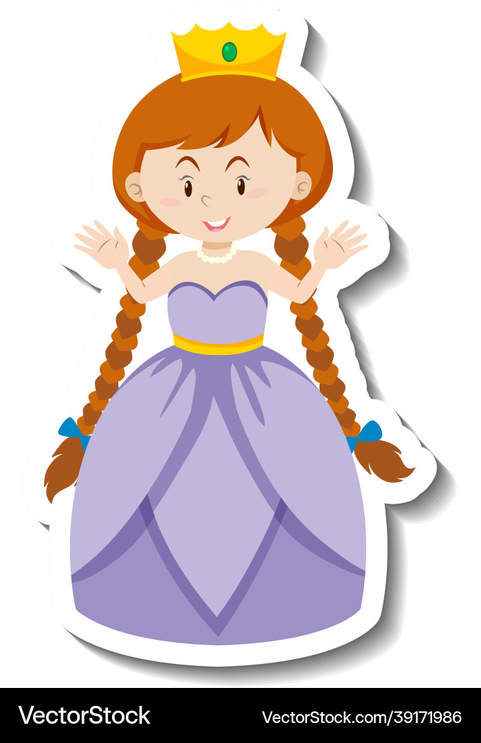Cute princess in purple dress cartoon character Cute princess in purple dress cartoon character vector image