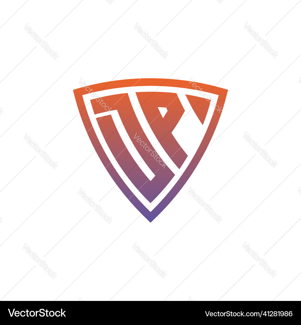 Dp logo shield monogram gradient style design Vector Image