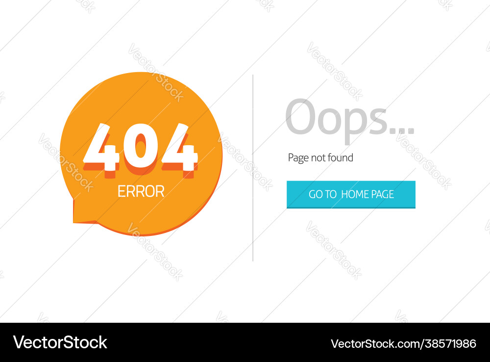 Error 404 internet web page not found for website Vector Image