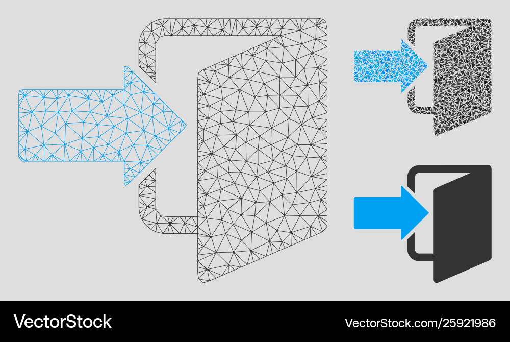 Exit door mesh network model and triangle vector image