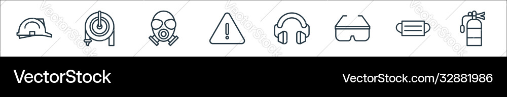 Flat rescue and protective line icons linear set Flat rescue and protective line icons linear set Vector Image