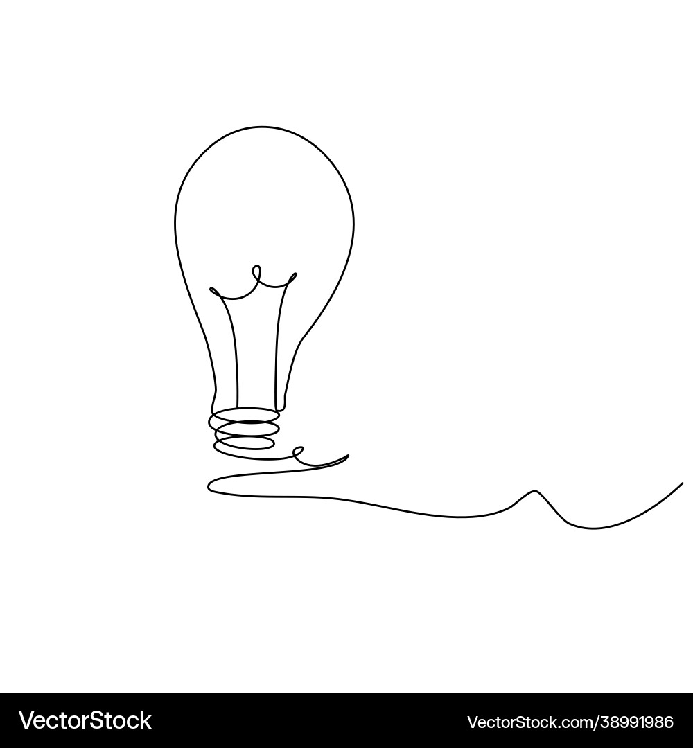 Light bulb in continuous line drawing sketchy Light bulb in continuous line drawing sketchy vector image