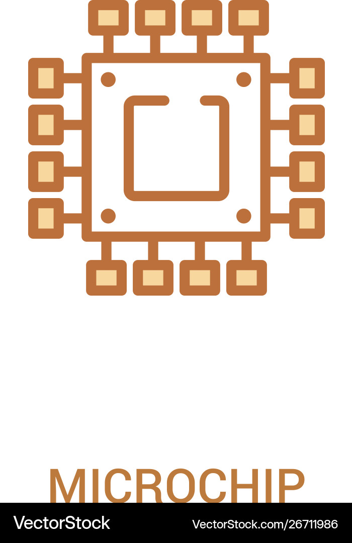 Microchip concept 2 colored icon simple line Microchip concept 2 colored icon simple line Vector Image