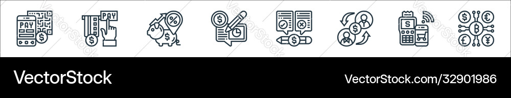 Payment element line icons linear set quality Payment element line icons linear set quality Vector Image