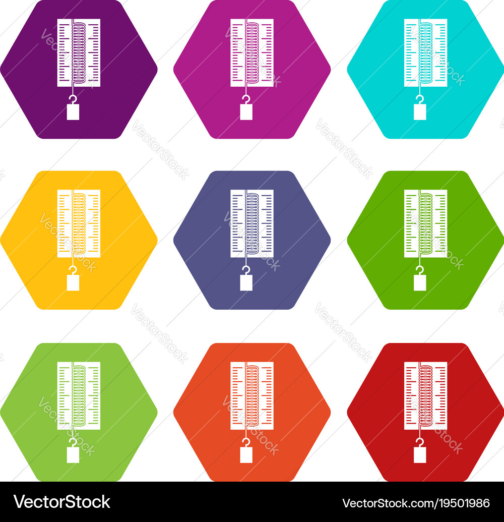 Physics dynamometer for laboratory work icon set vector image
