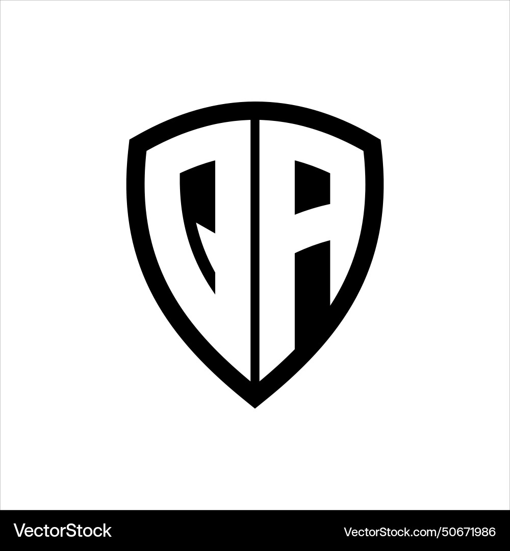 Qa monogram logo with bold letters shield shape Qa monogram logo with bold letters shield shape Vector Image