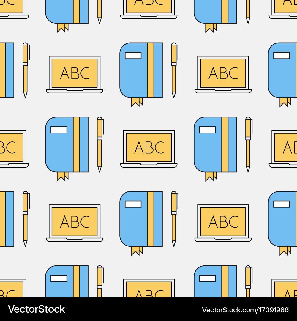 Seamless pattern with computer and note pad vector image