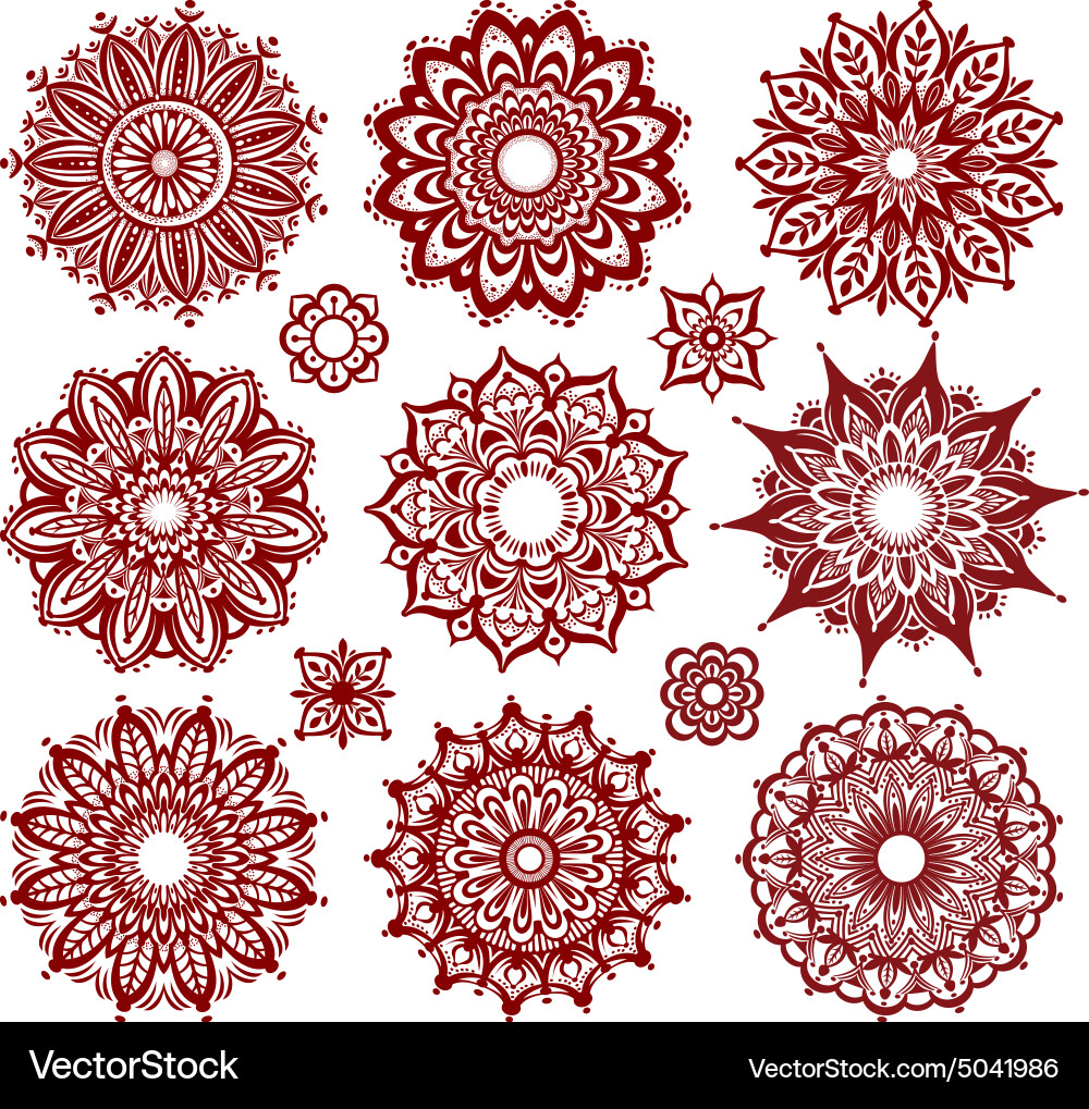 Set of round ornament patterns Royalty Free Vector Image