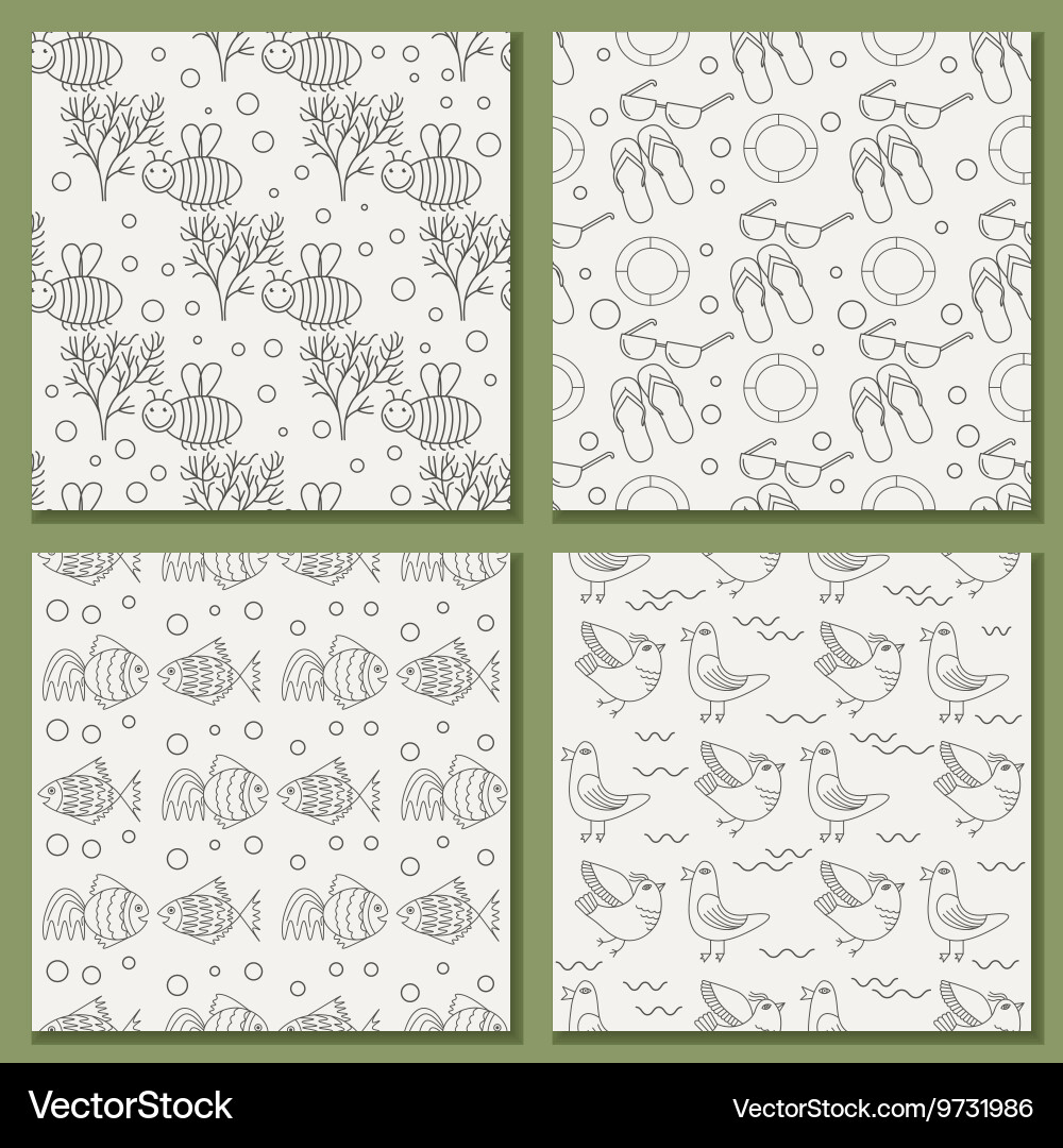 Set of seamless patterns for the summer vector image