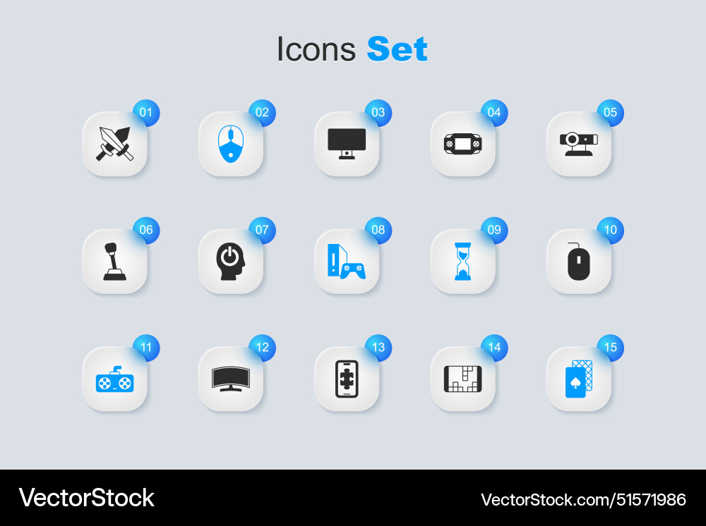 Set portable video game console power button vector image