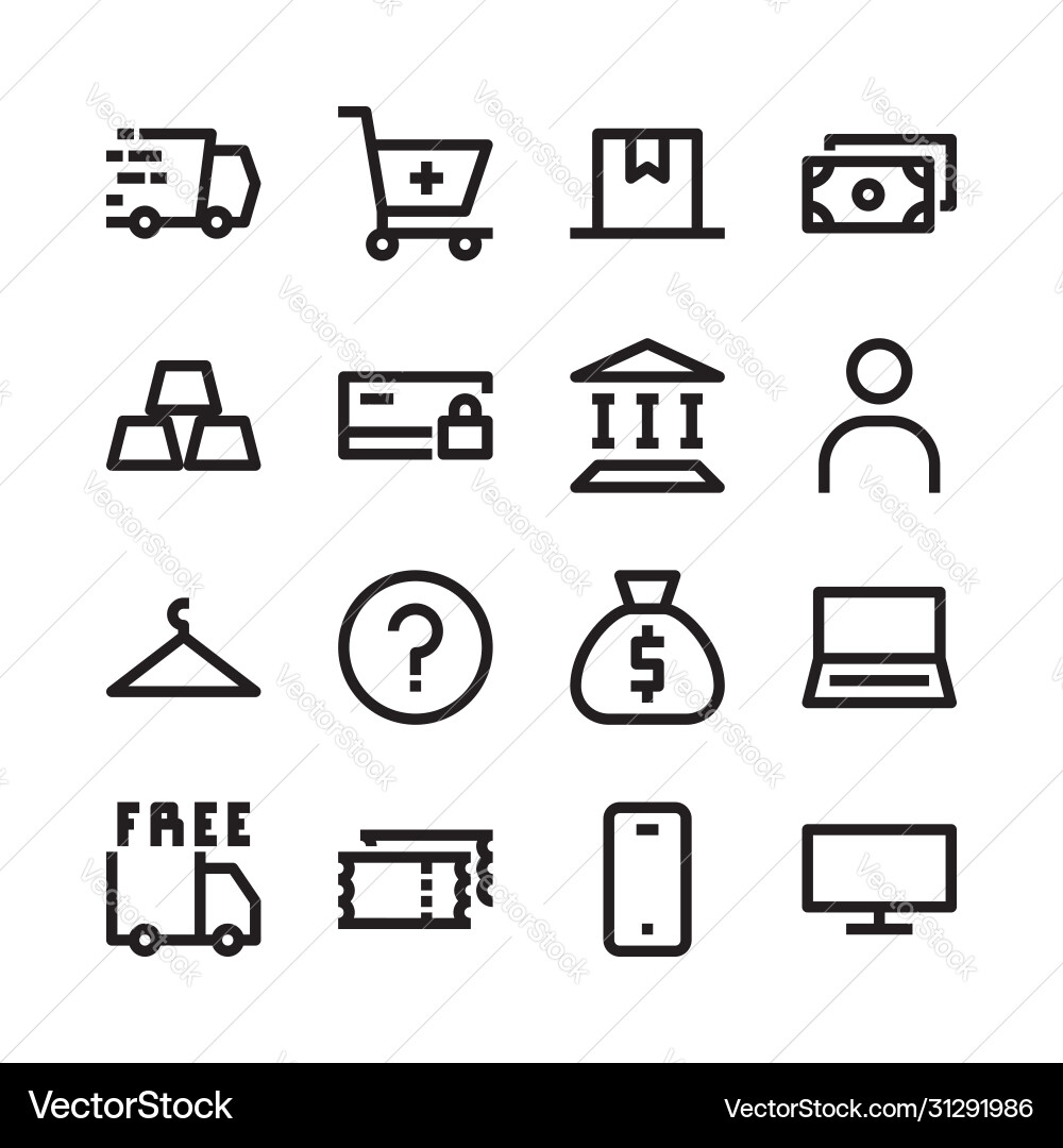 Simple set e-commerce line icons contains cart Simple set e-commerce line icons contains cart vector image