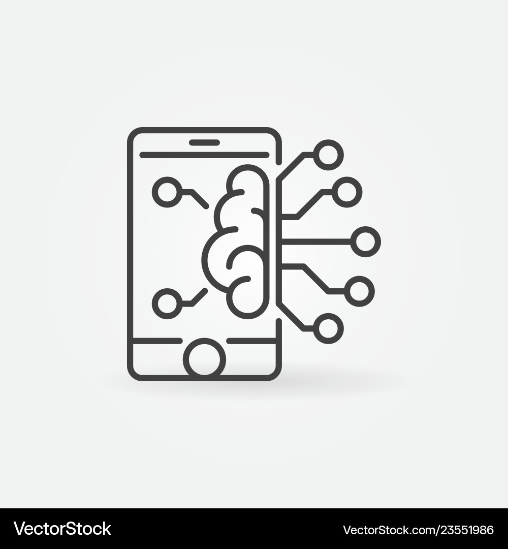 Smart Phone with Brain Icon Vector Image