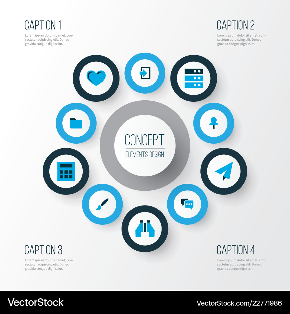 User icons colored set with send folder server Vector Image