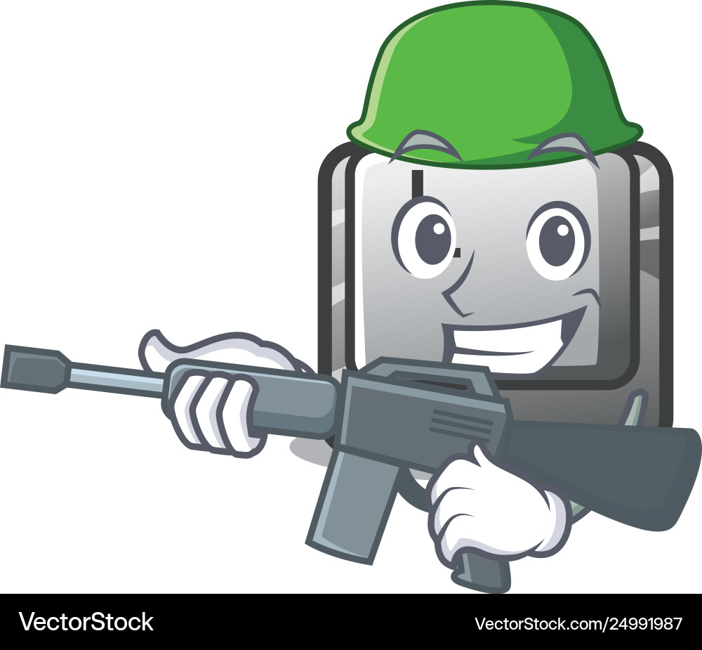 Army button l attached to character keyboard Army button l attached to character keyboard vector image