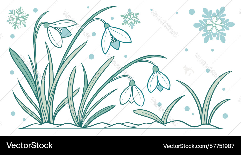 Delicate snowdrop frame design generative ai Vector Image